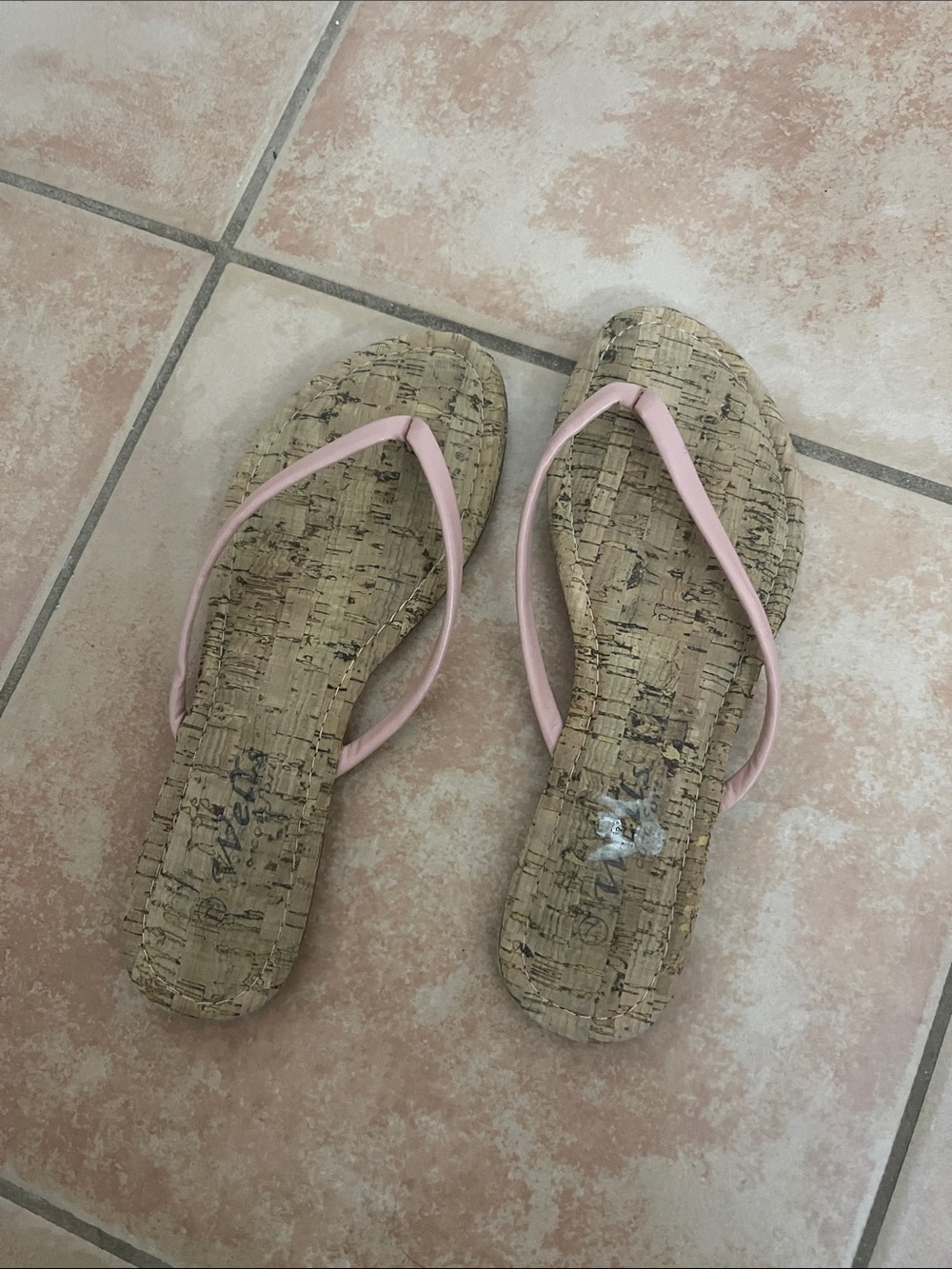 Women’s Pink Strap Cork-Style Flip Flops